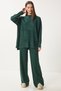 Women's Emerald Green Stylish Knitwear Sweater Trousers Set Mu00012 - 2