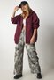Women's Burgundy Hooded Zippered Oversize Sweatshirt UB00124 - 7