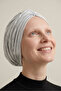 Pleated, Gilded Lined, Light Gray Ready-made Hijab Hijab Evening Dress Bonnet - 4