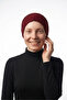 Ready-Made Burgundy Turban Hijab with Bun, Suitable for Medical Use - 4
