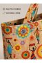 African Girl Patterned Linen Beach-Shoulder and Shopping Bag- 54X38 cm - 8