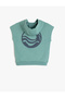 Sleeveless Oversize Print Detailed Kangaroo Pocket Hooded Sweatshirt - 2