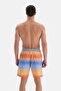 Blue - Orange Gradient Patterned Long Swim Shorts - 3