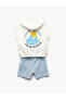 Hooded Cotton Printed Sleeveless Crop Sweatshirt - 2
