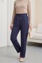 Double Pocket Elastic Waist Trousers with Lacing Detail - Navy