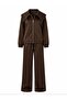 Wide Collar Zippered Satin Suit