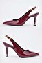 Women's Lovis Burgundy Patent Leather Pointed Toe Open Back Heeled Shoes - 3
