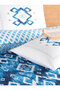 Pamela Blue Cotton Ranforce Double Duvet Cover Set - 4