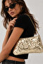 Women's Gold Star Embroidered Baguette Leather Hand and Shoulder Bag - 6