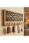 Key Holder for Wall – Hand-Carved Decorative Wooden Key Hanger with 4 Hooks | Key Hanger for Wall Entryway | Key Organizer | Arabic Floral Wall Art | Rustic Black Ebony | No Drilling