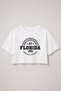Women's Loose Fit T-Shirt Florida Printed Crop T-Shirt - White - 3