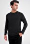 Slim Fit Cotton Fabric Long Sleeve Black T-Shirt Ts 917 - 2