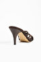 Nadi̇na Brown Satin Fabric Open-Toe Cage-Style Women's Heelled Slippers - 6