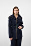 Navy Blue Women's Premium Set with Flowy Cotton Texture and Layered Detail with Waist Belt - 4