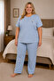 Women's Regular Plus Size Breeze Fabric Mom Pajama Set for Middle Age and Above 5021 - 2