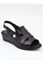 D26Ys 2870 Black Genuine Leather Heeled Women's Sandals - 6