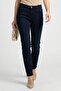 Women Cigarette Fit Plain Stretchable Jeans, Dark Navy