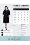 1213018 Plus Size Collar Zipper Paneled Dress Black - 3