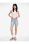 Cotton Comfortable Fit Mini Denim Shorts with Frayed Detail
