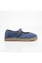 Flat Genuine Suede Leather Blue Women's Espadrille - 2