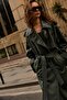 Khaki Textured Faux Leather Trench Coat - 2