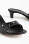 Large Size Women's Heeled Slippers Black Stone Troc Round Toe - 2