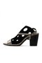 Gray Black Leather Women's Heeled Sandals 01Wl3704 - 3