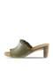 Shoes Khaki Leather Women's Heeled Slippers 01Wn4002 - 3