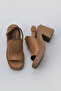 Tan Leather Women's Heeled Sandals 01Wy12700