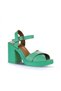 Green Dark Leather Women's Heeled Sandals 01Wy12301 - 3