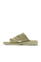 Khaki Leather Women's Flat Slippers 01Wy2910 - 3