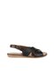 Black Leather Women's Flat Sandals 01Wu8213 - 2