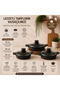 Nirvana 6 Piece Cast Iron Sahan Set Black |   18-20-22 cm Non-Stick Granite Saucepan Set with Glass Lid |   Even Heat Dissipation |   Dowry Chest - 3