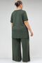 58507 Large Size Combed Cotton T-Shirt with Ribbed Collar - Khaki - 5