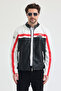 Men's Leather Jacket Coat with Zipper and Stripes – Sport & Casual Style White - 4