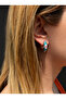 Bym235 Blue Enameled Flower Patterned Vintage Hoop Earrings Gold Women's Steel Model - 3