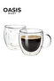 2-Piece Double Walled Glass Coffee Mugs with Handle, Large Insulated Layer Coffee Cups, Clear Borosilicate Mugs