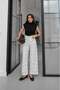Ecru Black Polka Dot Wide Leg Jeans