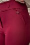 Thick Belted Ornamental Pocket Ankle Length Stretch Fabric Fabric Trousers-Burgundy - 6
