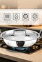 TriPro 32cm 6.5L Tri-Ply Stainless Steel Deep Stir-Fry Pan Lid Induction Gas - 6