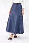 Belt-Detail Maxi Size Loose Navy Blue Leather Skirt