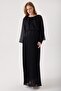 Maternity Black Pleated Chiffon Dress, Elastic Waist, Lined Inside - 6