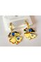 Evil Eye Bead Detailed Number Section Steel Clover Earrings - 4