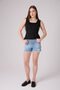 Women's Square Neck Sleeveless Thick Strap Stretchy Basic Blouse Black - 2