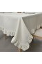 100% Raw Cotton Linen Ruffled Tablecloth - Kitchen and Living Room Tablecloth - 2