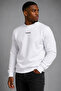Men's White Cotton Winter Crew Neck Premium Sweatshirt Embroidered Soft Relaxed Fit - 2