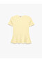 Bürümcük Fabric Slim Fit Short Sleeve Crew Neck Flounce Peplum Cut T-Shirt - 3
