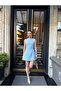 Women's Blue Strap Dress - 2