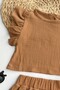 Girl's Muslin Cotton Brown Skirt Blouse Bottom Top Set - 3