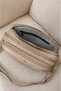 Women's Beige Leather Quilted Gold Detailed Lined 3-Compartment Daily Crossbody & Shoulder Bag - 4